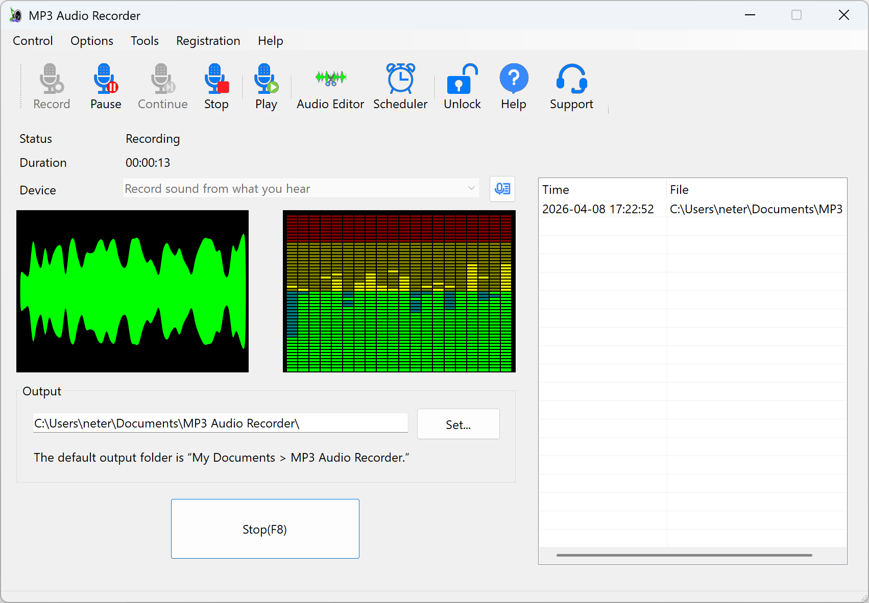 MP3 Audio Recorder Screenshot