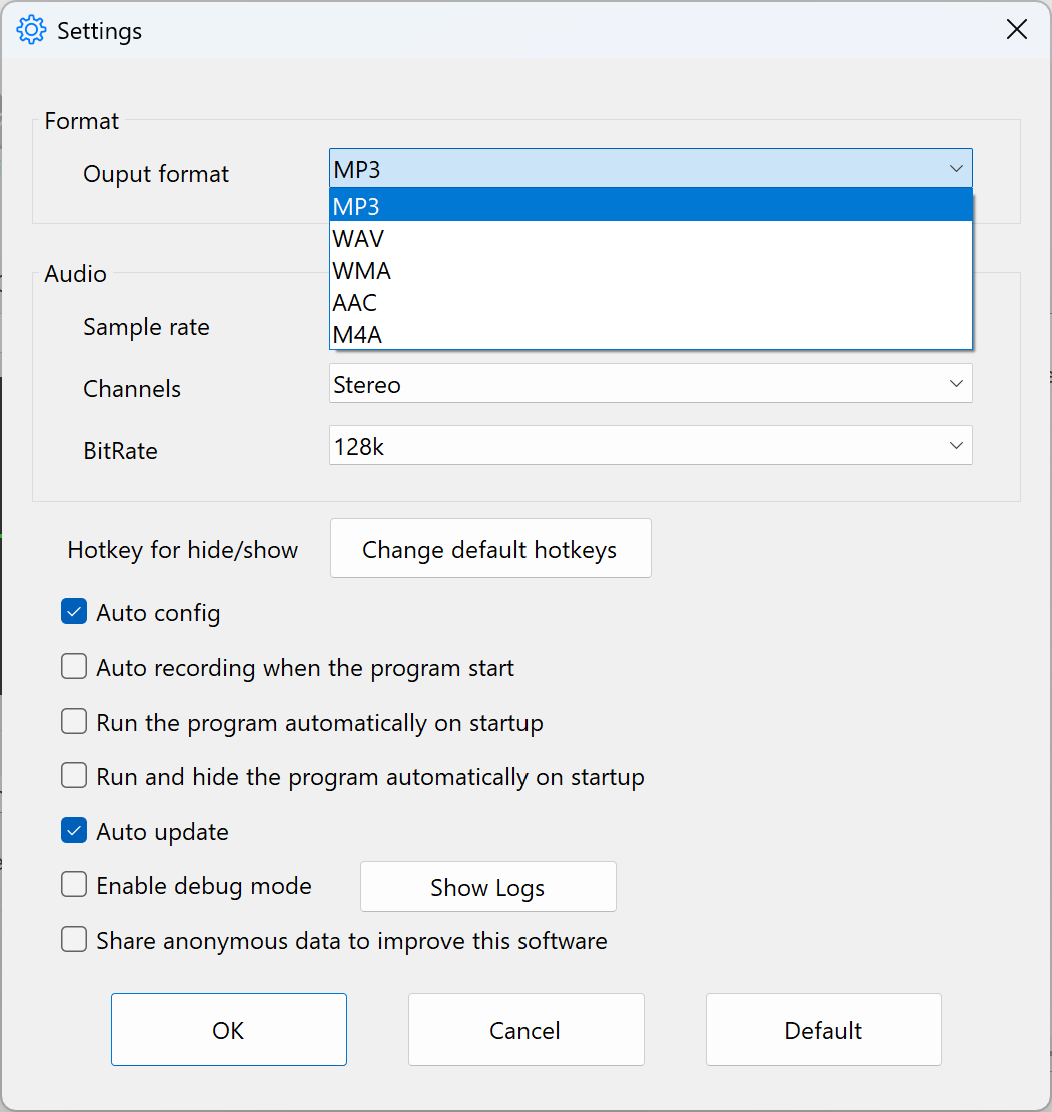 MP3 Audio Recorder Screenshot
