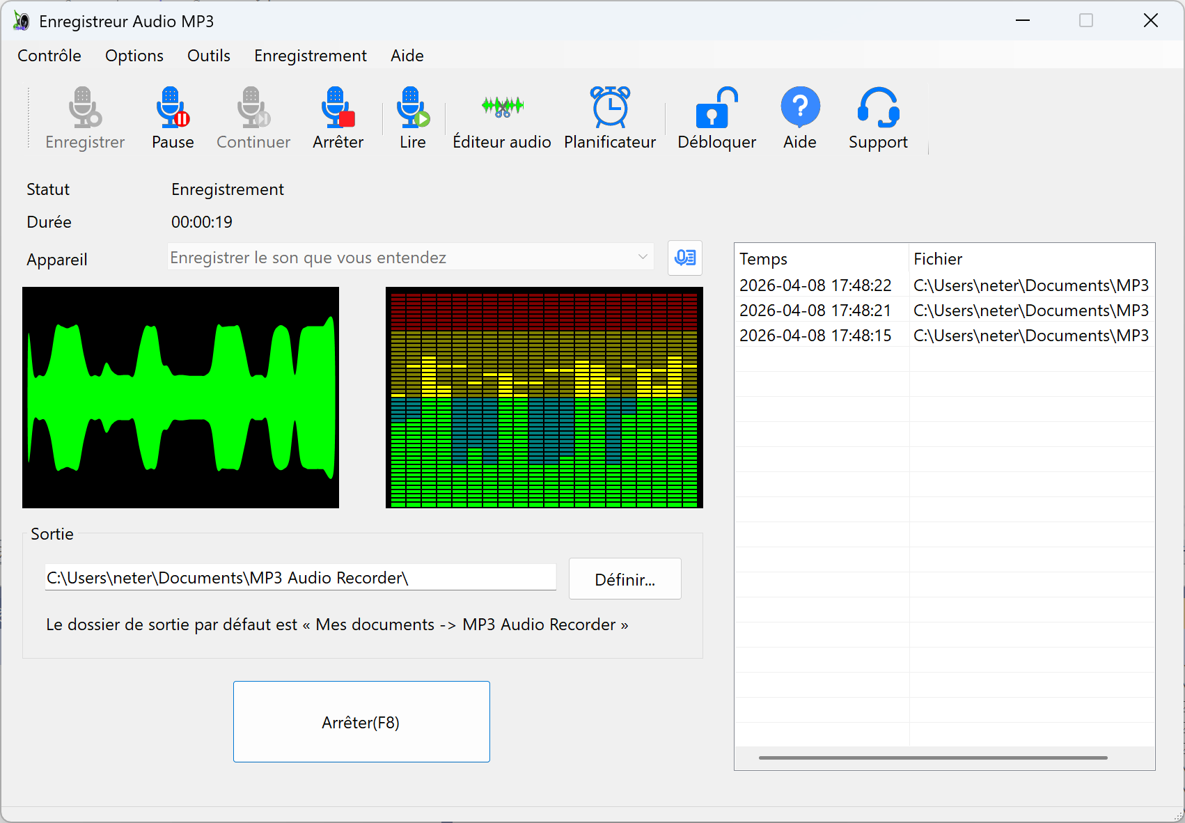 Capture d'écran Enregistreur Audio MP3