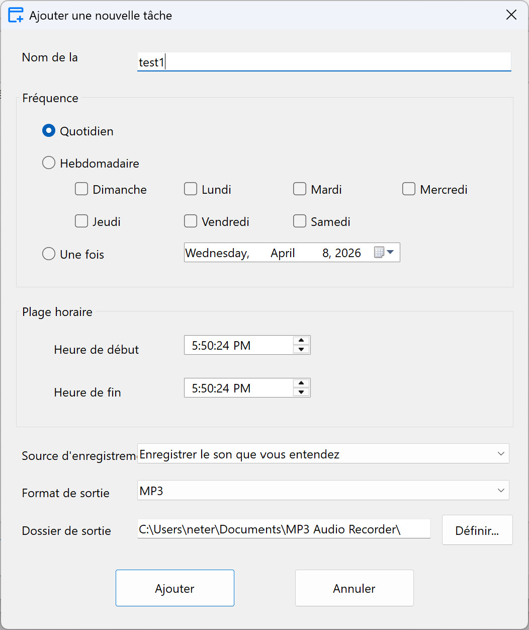 Capture d'écran Enregistreur Audio MP3