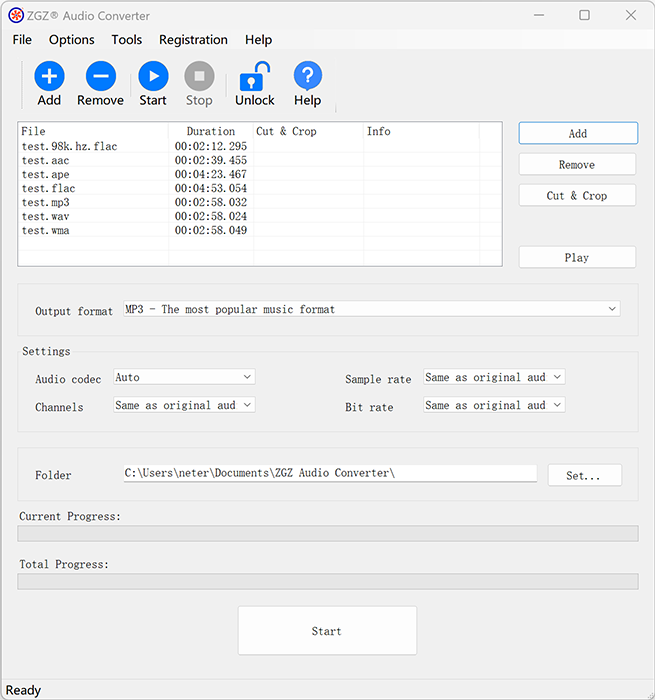 Screenshot of ZGZ Audio Converter