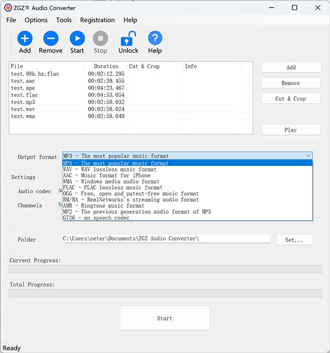 Screenshot of ZGZ Audio Converter