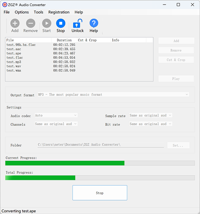 Screenshot of ZGZ Audio Converter