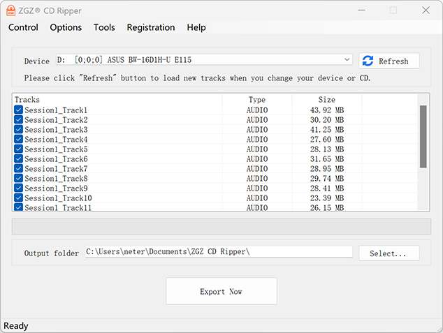 Screenshot of ZGZ CD Ripper