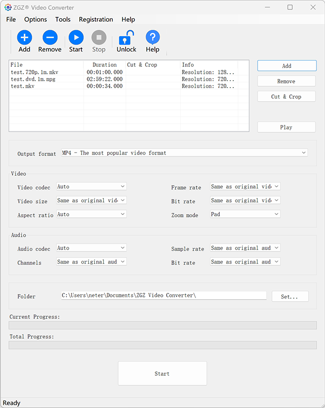 Screenshot of ZGZ Video Converter