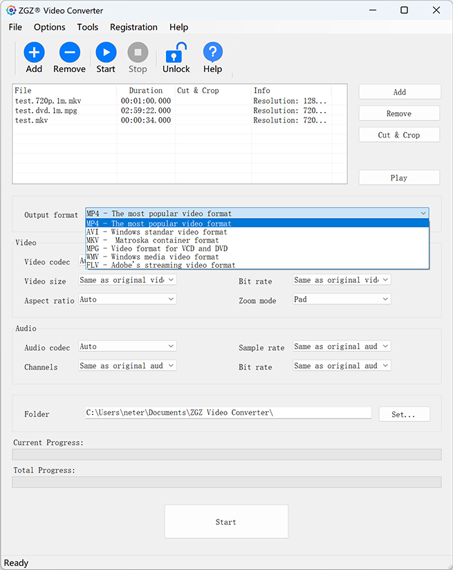 Screenshot of ZGZ Video Converter