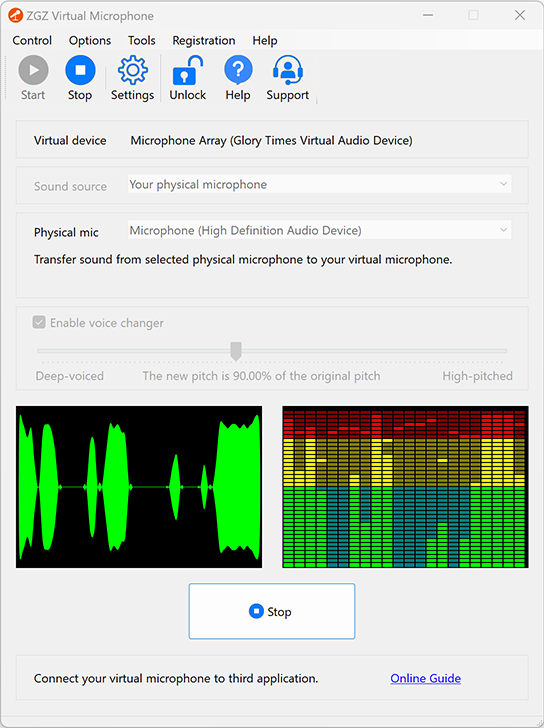 Screenshot of ZGZ Virtual Microphone