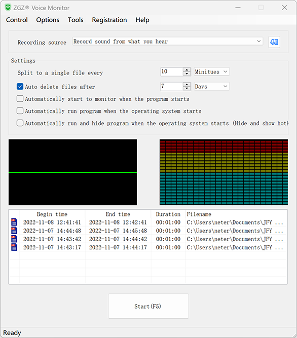 Screenshot of ZGZ Voice Monitor